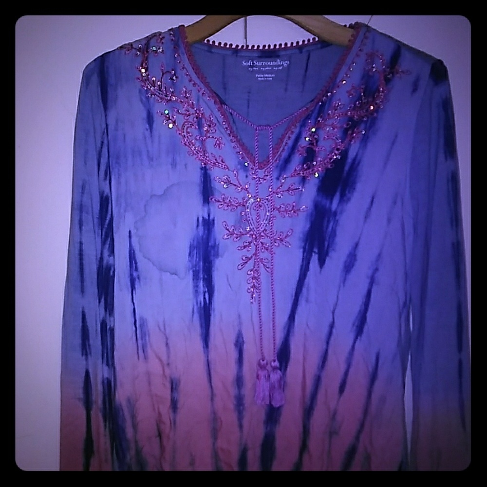 Soft Surroundings Shirt Tunic Medina Tye Dye Boho - Picture 2 of 5